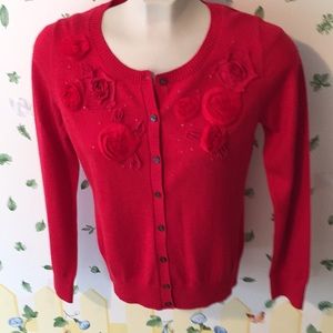 Banana Republic cardigan with rose appliqués